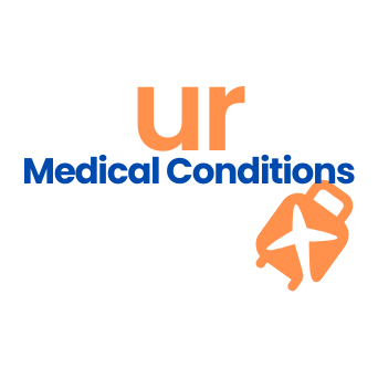 Logo featuring "ur Medical Conditions" with an orange suitcase icon.